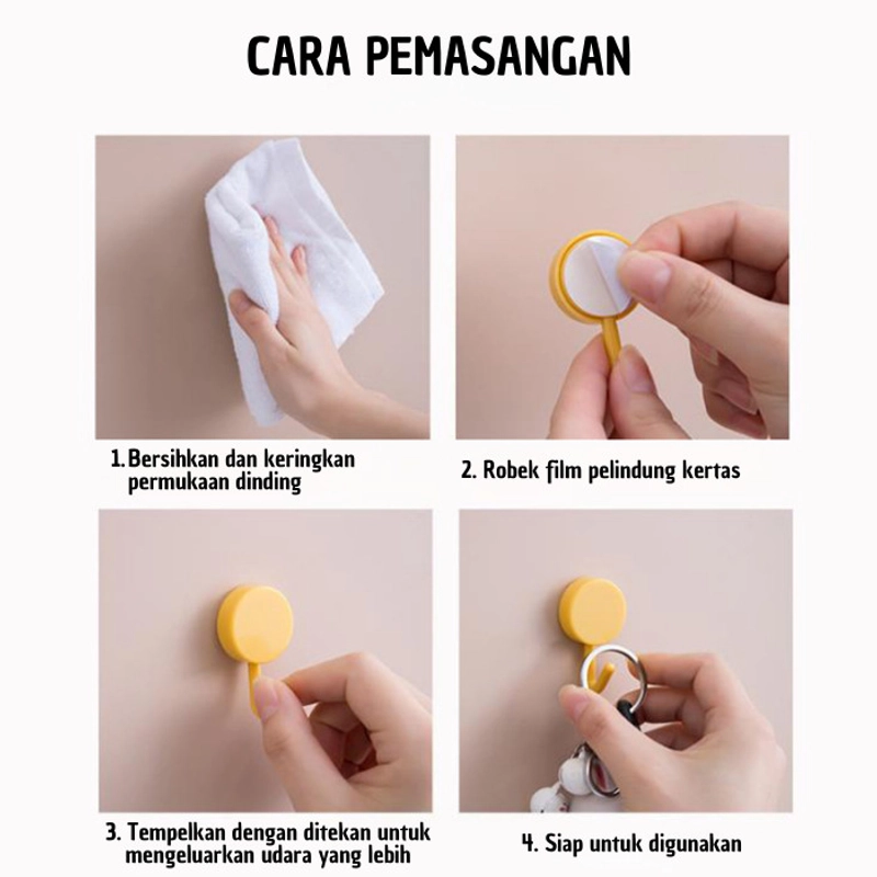 Product image KAHASIL - Gantungan Hook Cantolan Hanger Tempel Tembok Kuat Dinding Serbaguna Bulat Macaron all variant NAVY
